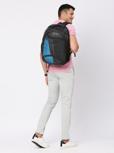 Load image into Gallery viewer, CRAYTON Black and Blue Backpack with Padded Laptop Compartment