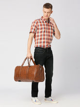 Load image into Gallery viewer, CRAYTON Medium Textured Vegan Leather Gym Duffel Bag in Tan Colour
