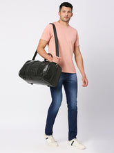 Load image into Gallery viewer, CRAYTON Medium Textured Vegan Leather Gym Duffel Bag in Black