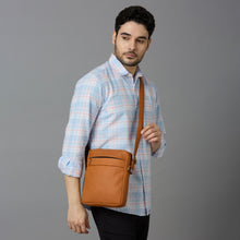 Load image into Gallery viewer, CRAYTON Unisex TAN Sling Bag for Travel, Passport Holder