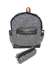 Load image into Gallery viewer, CRAYTON Black and White Geometric Design Backpack with Pouch