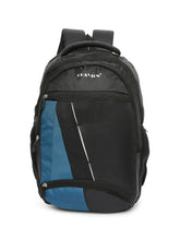 Load image into Gallery viewer, CRAYTON Black and Blue Backpack with Padded Laptop Compartment