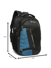 Load image into Gallery viewer, CRAYTON Black and Blue Backpack with Padded Laptop Compartment