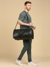 Load image into Gallery viewer, CRAYTON Medium Textured Vegan Leather Gym Duffel Bag in Black