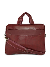 Load image into Gallery viewer, Crayton Office Laptop Vegan Leather Executive Messenger Bag in Maroon Colour