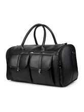 Load image into Gallery viewer, Crayton Duffel Gym and Travel Bag in Black Vegan Leather with Multiple Pockets