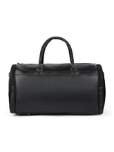 Load image into Gallery viewer, Crayton Duffel Gym and Travel Bag in Black Vegan Leather with Multiple Pockets