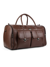 Load image into Gallery viewer, Crayton Duffel Gym and Travel Bag in Brown Vegan Leather with Multiple Pockets