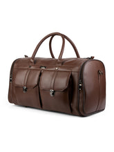 Load image into Gallery viewer, Crayton Duffel Gym and Travel Bag in Brown Vegan Leather with Multiple Pockets