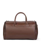 Load image into Gallery viewer, Crayton Duffel Gym and Travel Bag in Brown Vegan Leather with Multiple Pockets