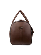 Load image into Gallery viewer, Crayton Duffel Gym and Travel Bag in Brown Vegan Leather with Multiple Pockets