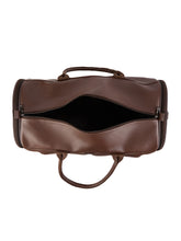 Load image into Gallery viewer, Crayton Duffel Gym and Travel Bag in Brown Vegan Leather with Multiple Pockets