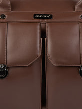 Load image into Gallery viewer, Crayton Duffel Gym and Travel Bag in Brown Vegan Leather with Multiple Pockets