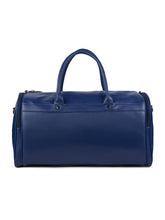 Load image into Gallery viewer, Crayton Duffel Gym and Travel Bag in Blue Vegan Leather with Multiple Pockets