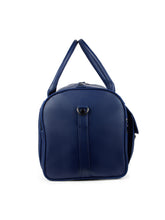 Load image into Gallery viewer, Crayton Duffel Gym and Travel Bag in Blue Vegan Leather with Multiple Pockets