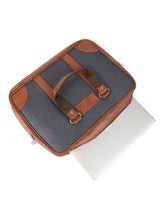 Load image into Gallery viewer, Crayton Office Laptop Vegan Leather and Cloth Executive Bag in Brown and Blue