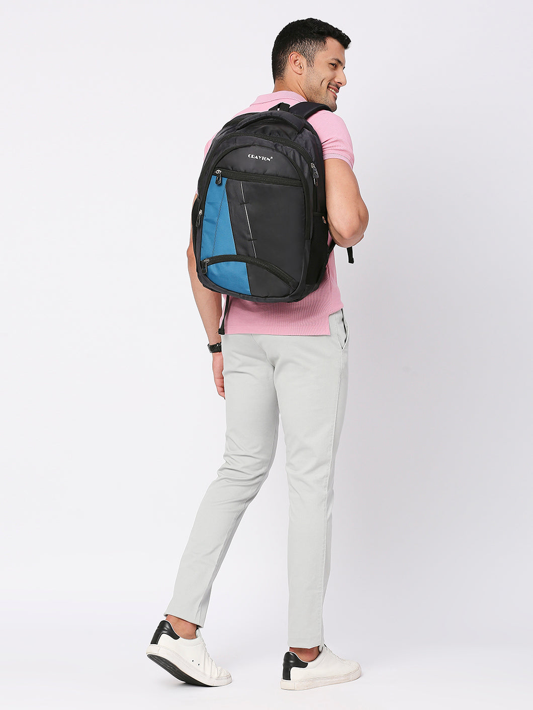 CRAYTON Black and Blue Backpack with Padded Laptop Compartment