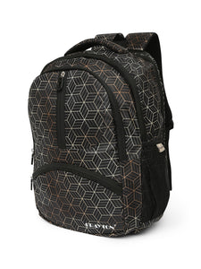 CRAYTON Black and Golden Geometric Design Backpack