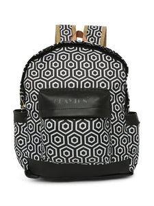 CRAYTON Black and White Geometric Design Backpack with Pouch