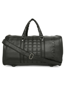 CRAYTON Medium Textured Vegan Leather Gym Duffel Bag in Black