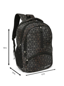 CRAYTON Black and Golden Geometric Design Backpack