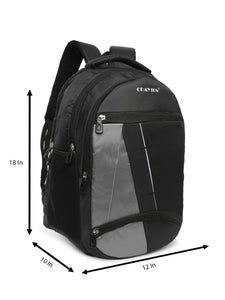 CRAYTON Black and Grey Backpack with Padded Laptop Compartment