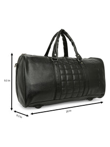 CRAYTON Medium Textured Vegan Leather Gym Duffel Bag in Black