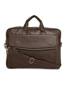 Crayton Office Laptop Vegan Leather Executive Messenger Bag in Brown Colour