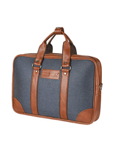 Crayton Office Laptop Vegan Leather and Cloth Executive Bag in Brown and Blue