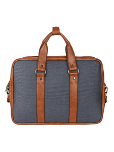 Crayton Office Laptop Vegan Leather and Cloth Executive Bag in Brown and Blue