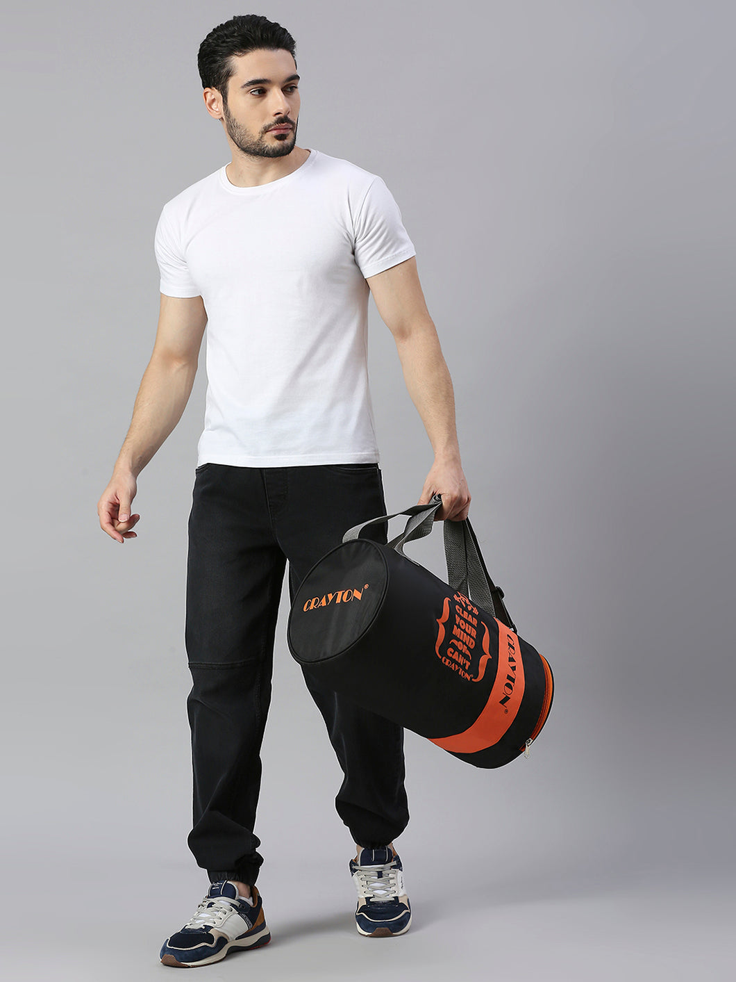 Crayton Gym/ Duffle Orange Black Bag with Shoe Compartment