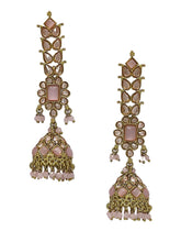 Load image into Gallery viewer, Crayton Pink Contemporary Jhumkas Gold Platted with Artificial Beads Earring
