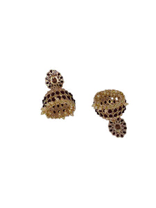 Crayton Maroon Contemporary Jhumkas Gold Platted with Artificial Beads Earring