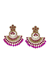 Load image into Gallery viewer, Crayton Pink Contemporary Jhumkas Gold Platted with Artificial Beads Earring
