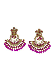 Crayton Pink Contemporary Jhumkas Gold Platted with Artificial Beads Earring