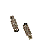 Load image into Gallery viewer, Crayton Gold and Black Contemporary Jhumkas Gold Platted with Artificial Beads Earring
