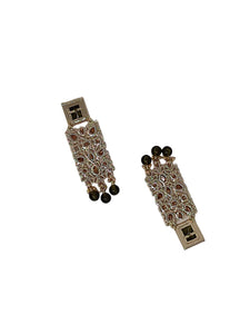 Crayton Gold and Black Contemporary Jhumkas Gold Platted with Artificial Beads Earring