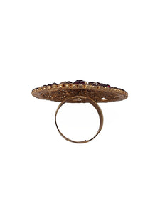 Crayton Maroon and Golden Finger Ring for Women