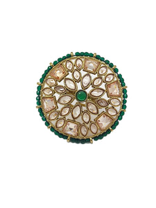 Crayton Green with Mirror Work Finger Ring for Women