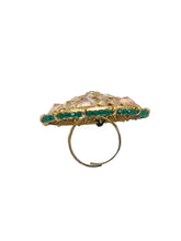 Load image into Gallery viewer, Crayton Green with Mirror Work Finger Ring for Women
