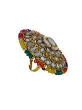 Load image into Gallery viewer, Crayton Multi Colour with Mirror Work Finger Ring for Women
