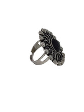 Load image into Gallery viewer, Crayton Oxidised Silver Ring With Center Black Stone
