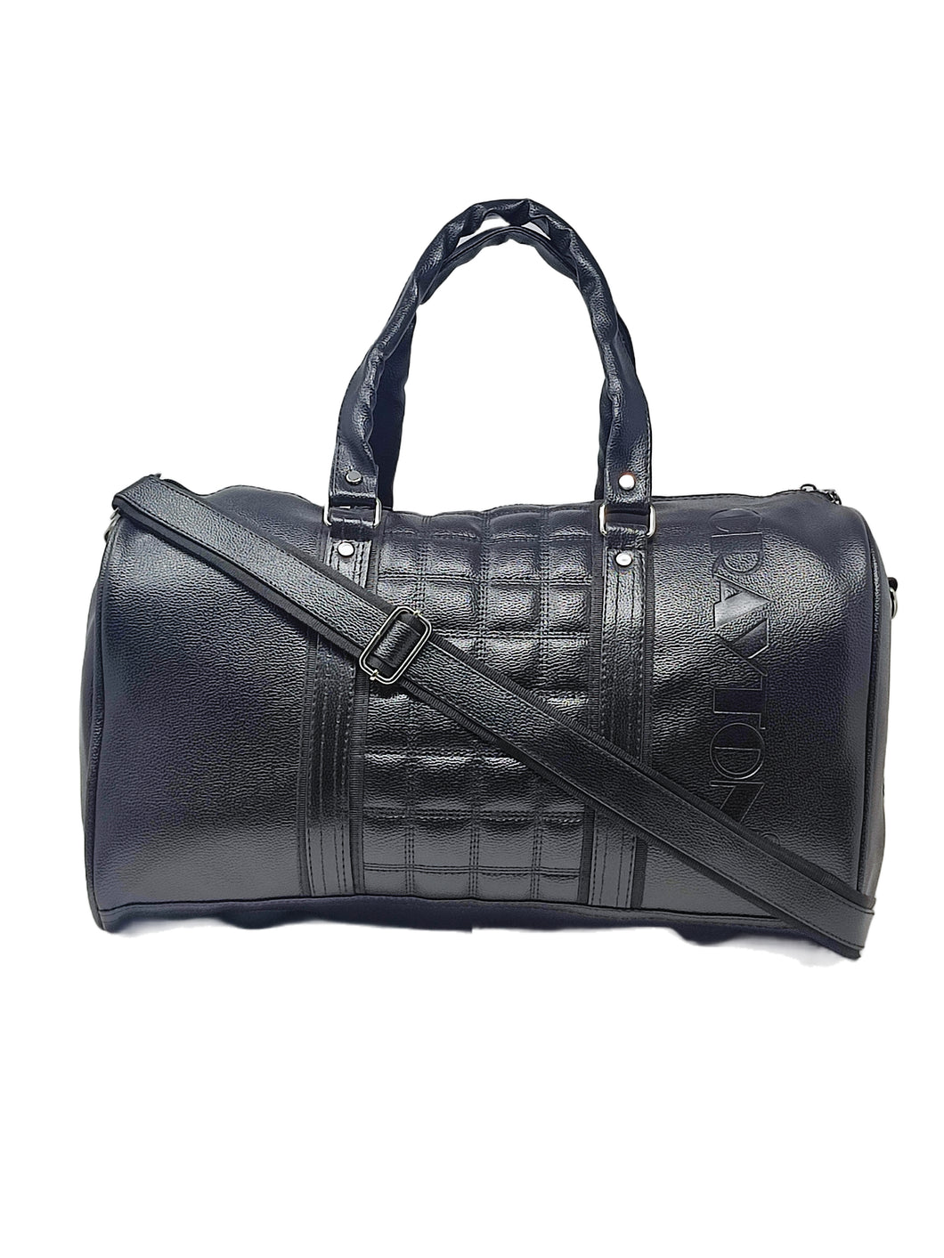 Crayton PU Leather Black Duffel Bag for Men and Women