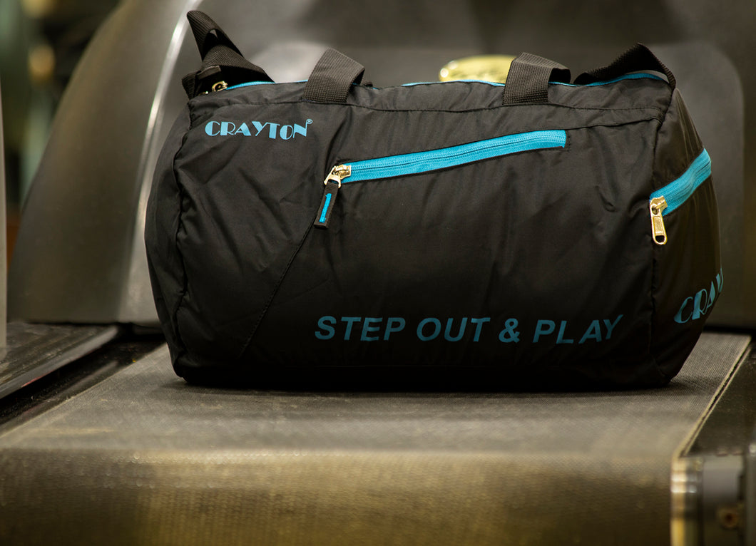 Crayton Foldable Gym/ Duffle Bag in Black and Blue