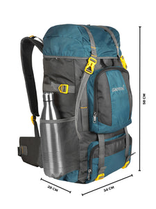 Crayton 55Ltr Haversack Rucksack Trekking Travel Backpack Bag for Camping in Teal Blue