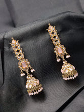 Load image into Gallery viewer, Crayton Pink Contemporary Jhumkas Gold Platted with Artificial Beads Earring

