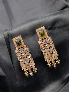 Crayton Gold and Black Contemporary Jhumkas Gold Platted with Artificial Beads Earring