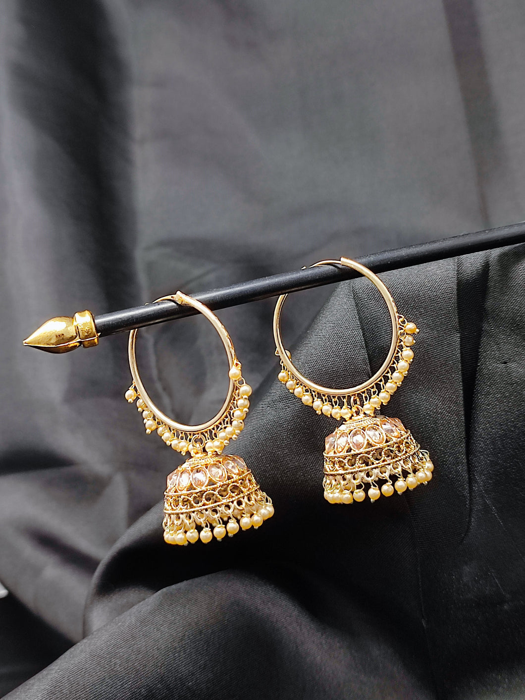 Crayton Gold Contemporary Jhumkas Gold Platted with Artificial Beads Earring