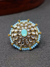Load image into Gallery viewer, Crayton Pastel Blue with Mirror Work Finger Ring for Women
