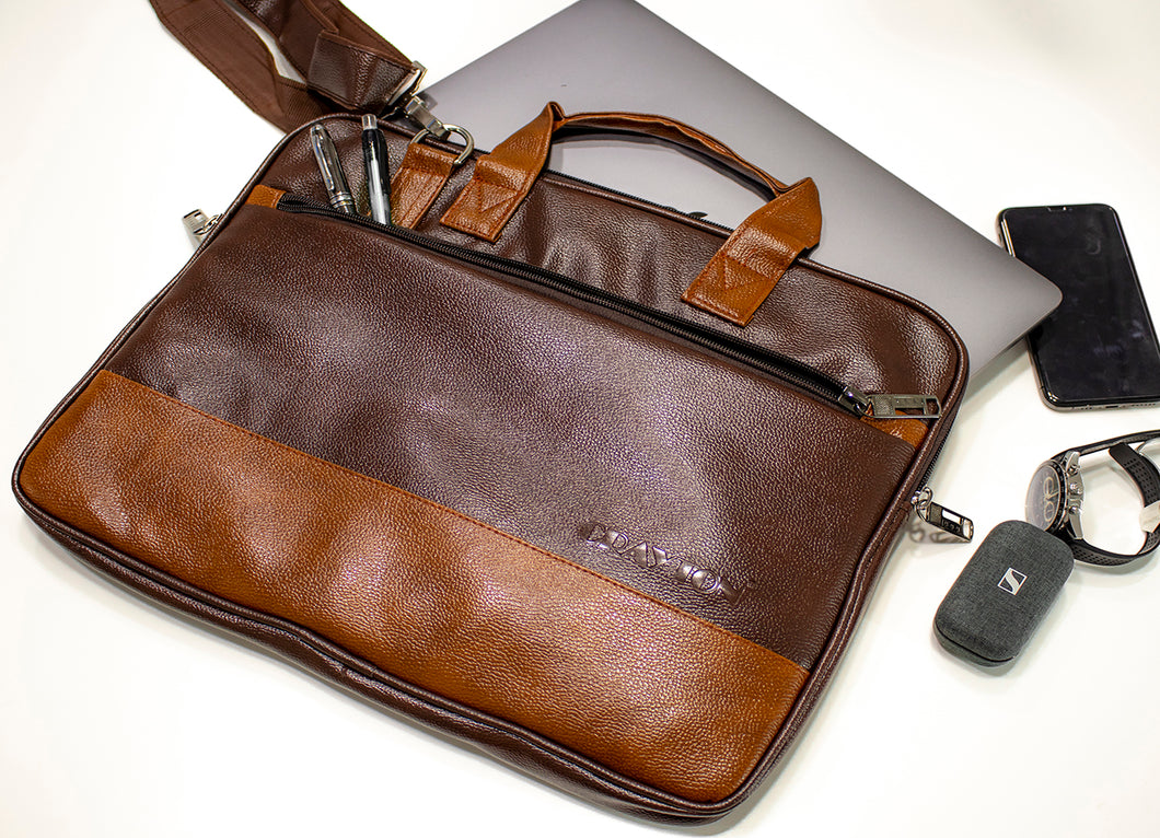 Crayton Vegan Leather 15.6 inch Laptop Shoulder Messenger Sling Office Bag for Men & Women